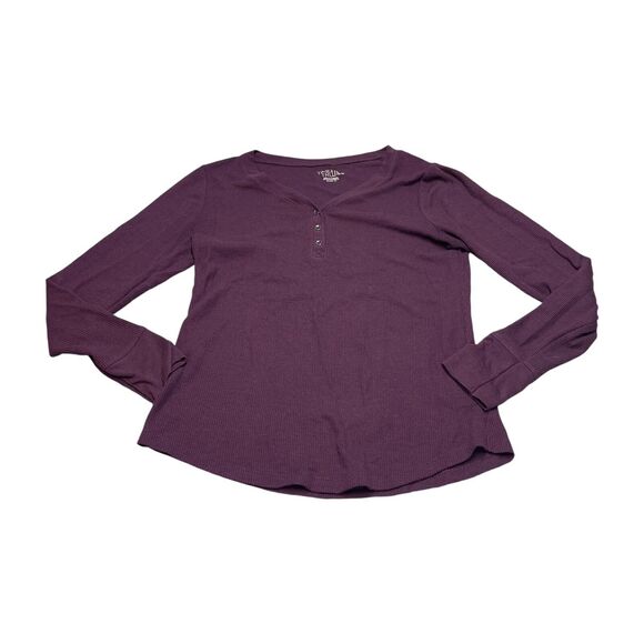 Time and Tru Top Women Large (12-14) Purple Pearl Polyester Classic Button Front - Picture 1 of 7